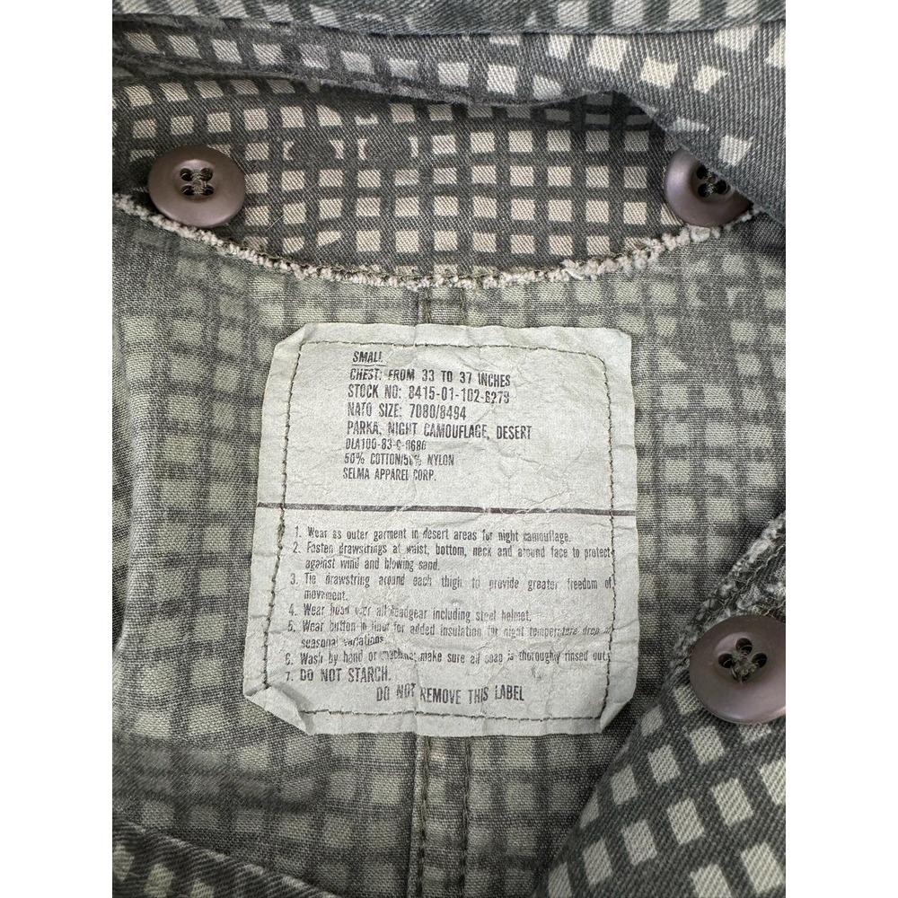 Vintage US Military USGI Parka Night Desert Camo Jacket Mens Small Hooded 80s - Picture 3 of 8
